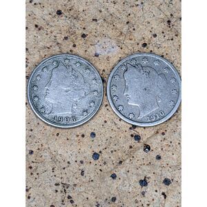 Vintage Liberty Head "V" Nickel Pair – 1906 & 1910 – Pre-WWI U.S. Coinage